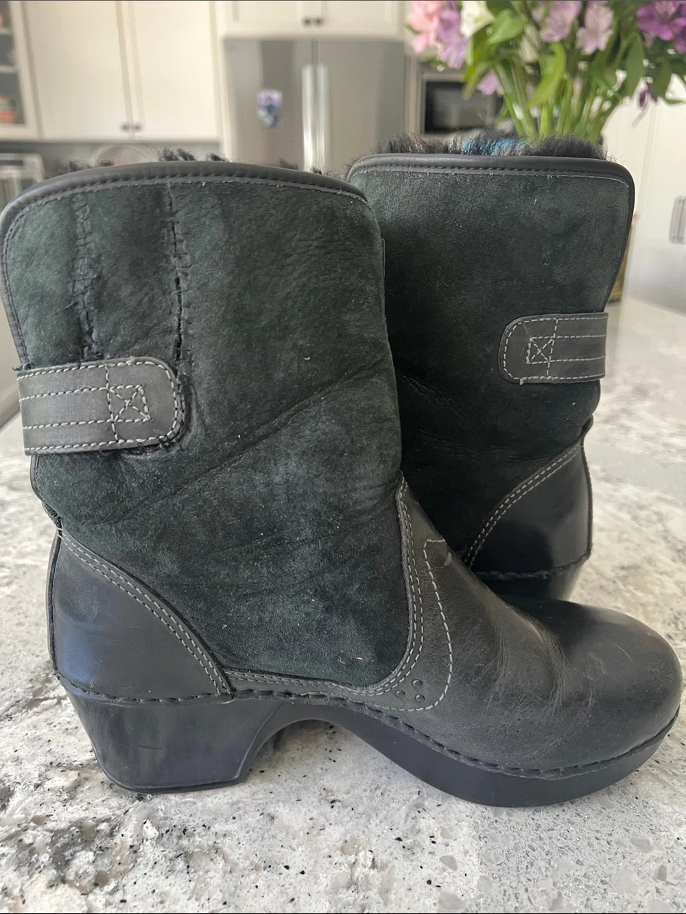 Dansko Harper Black Button Wedge Ankle Boots EU 36 Excellent Condition